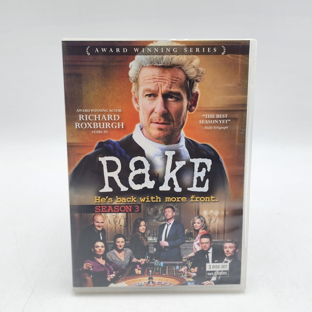 Rake – The Complete Season 3 (2012) DVD 3-Disc Set – Legal Comedy/Drama VG